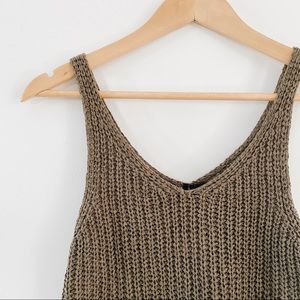 Olive Green Knit Sweater Top • Tank Top